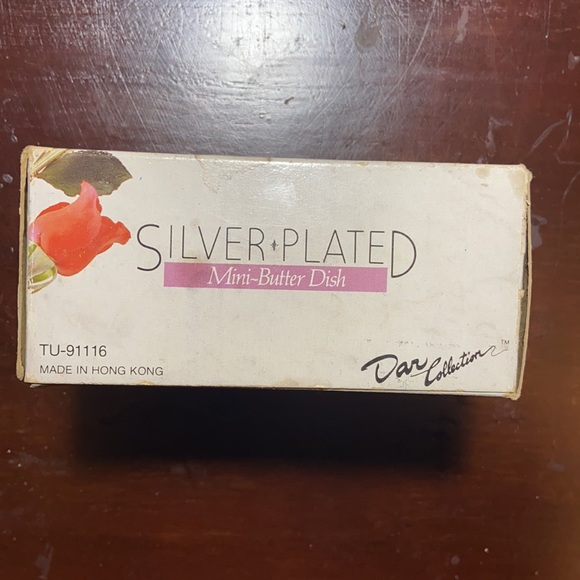 Vtg Silver Plated Mini Butter Dish with Glass Insert Hong Kong NIB - Picture 3 of 7